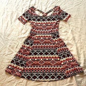 Short red and black pattern dress